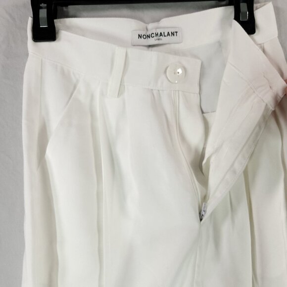 Revolve Nonchalant Label Fabi Pleated-Front Wide Leg Pants Size XS In White - Picture 10 of 14